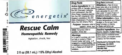 Rescue Calm 2 Oz Bottle Label